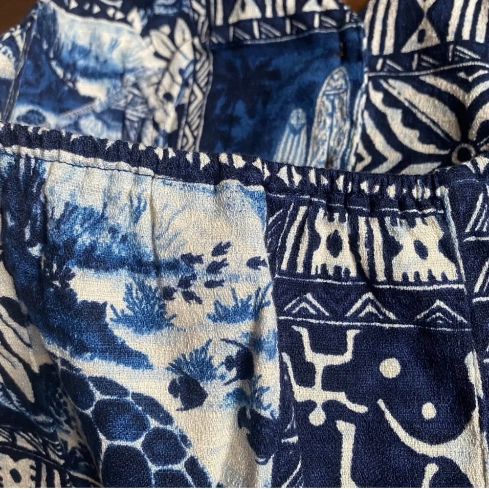 Vintage Hilo Hattie Women’s Hawaiian Blue White Cotton Halter Top Festival SMALL - Picture 4 of 10